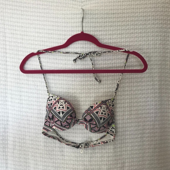 PINK Patterned Underwire Push Up Bikini Top XS - Picture 1 of 3